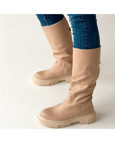 Чоботи Ground Force High Beige З ХУТРОМ