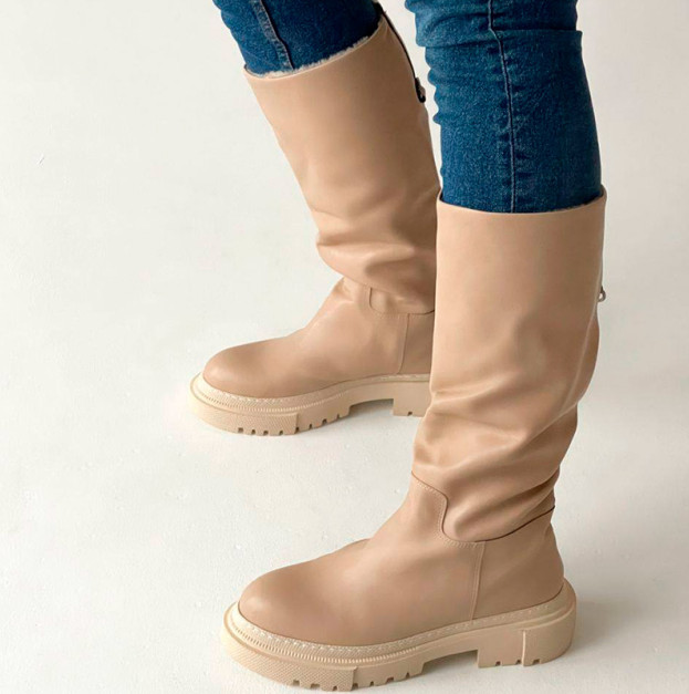 Чоботи Ground Force High Beige З ХУТРОМ