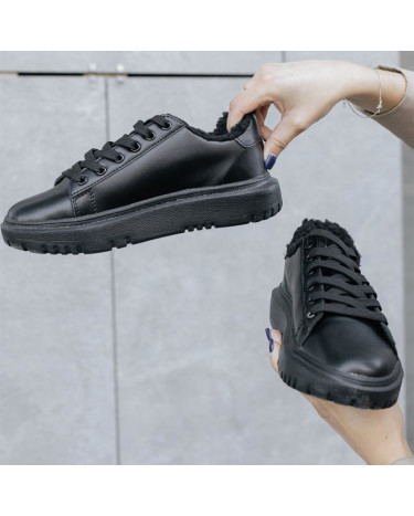 Кросівки Cozy Stride Black З ХУТРОМ