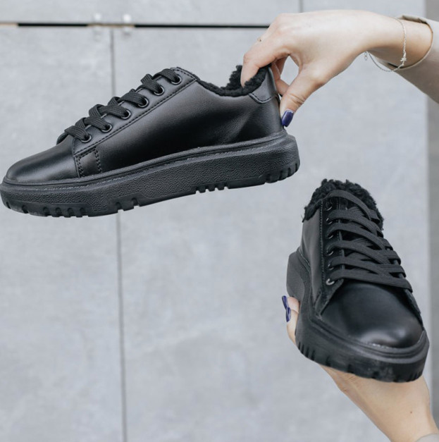 Кросівки Cozy Stride Black З ХУТРОМ